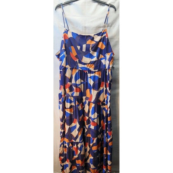 Nine West Maxi Dress 4XL Geo Print Sleeveless Adjustable Straps Rayon Sun Dress - Picture 4 of 8